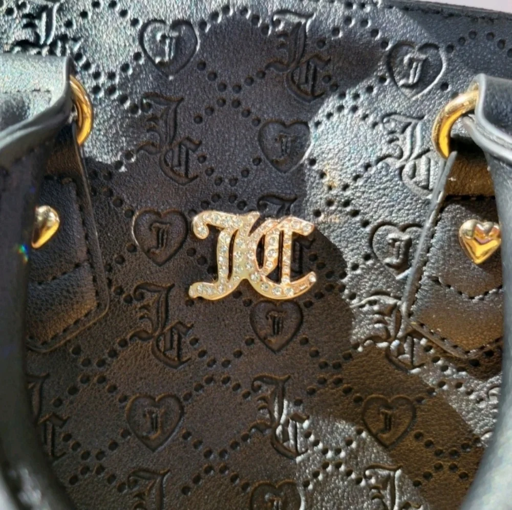 Juicy Couture Black Embossed Crossbody Handbag